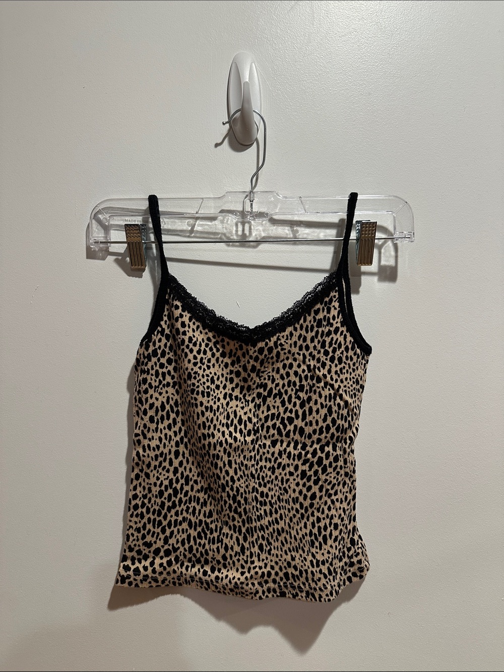 Brandy Melville Beige & Black Leopard Lace-Trim Cami